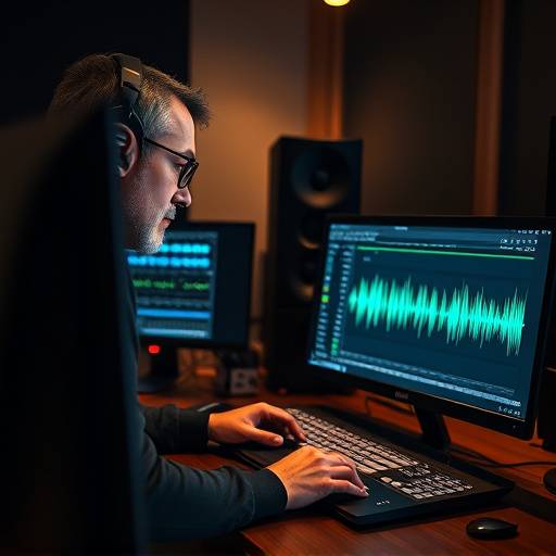 Mastering engineer adjusting audio levels on a computer